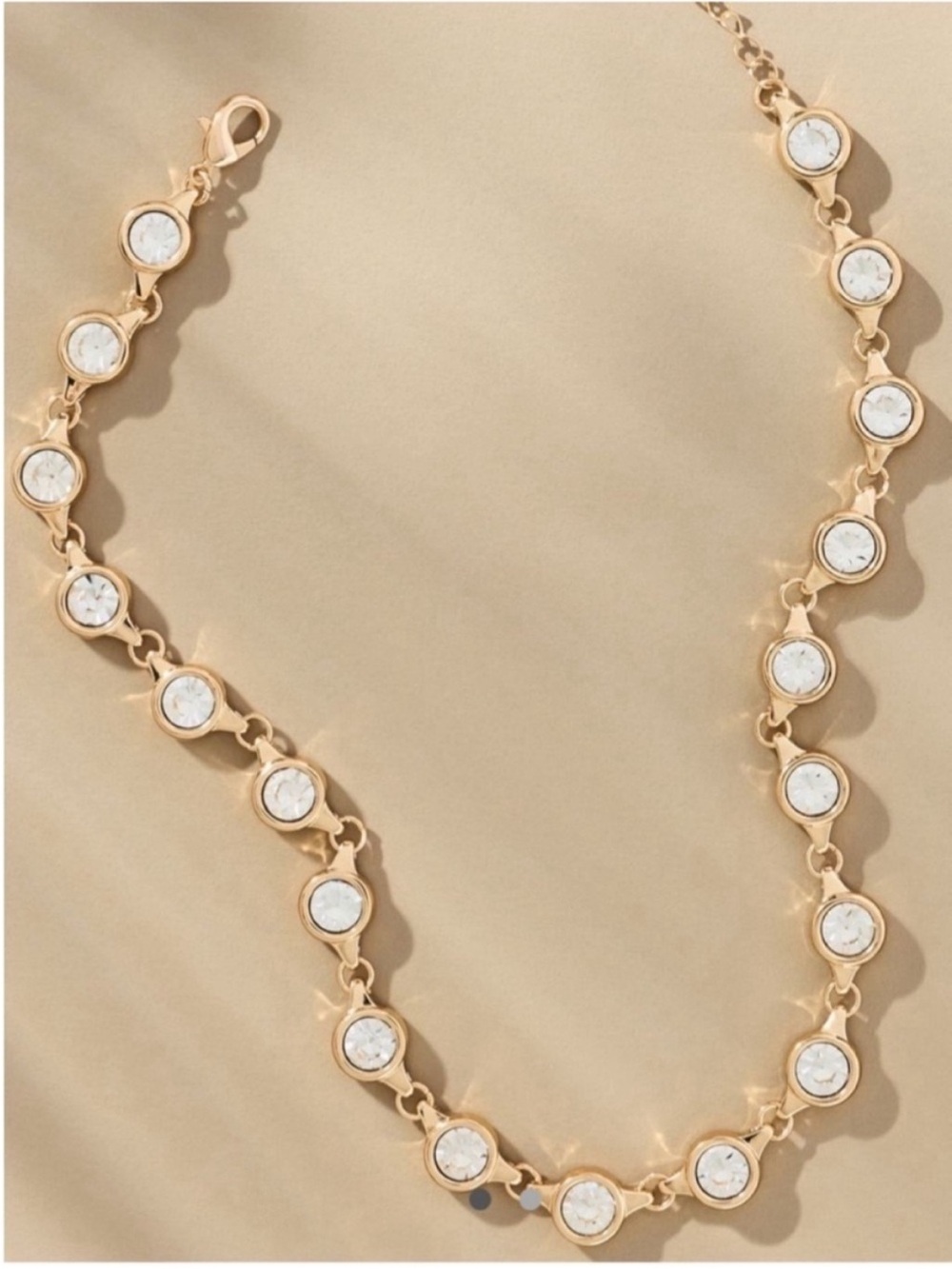 New! Anthropologie Gold Plated Crystal Bevel Necklace NWT (4021)